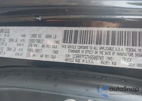 2017 Ram 1500 Express 4X4 6'4 Box из США, поврежденный, VIN 1C6RR7FG7HS508743